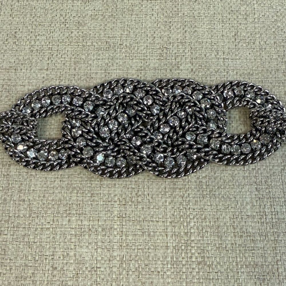 Stella & Dot Petra Silver Woven Crystal Statement Bracelet